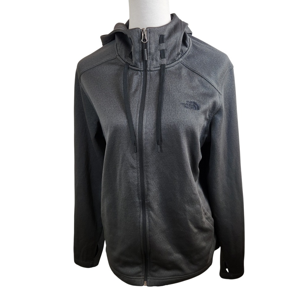 The North Face Womens XL Full Zip Hooded Jacket Fleece Gray NF0A3709 Hoodie‎ Top